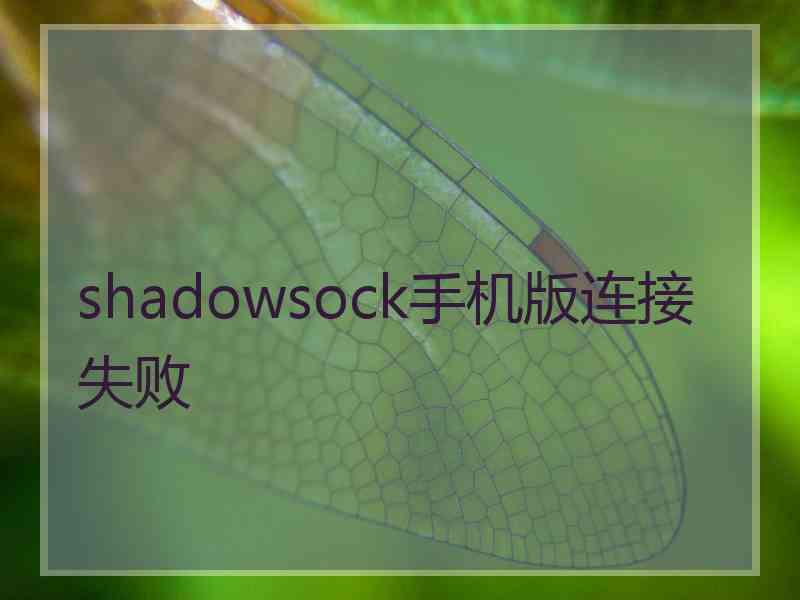 shadowsock手机版连接失败