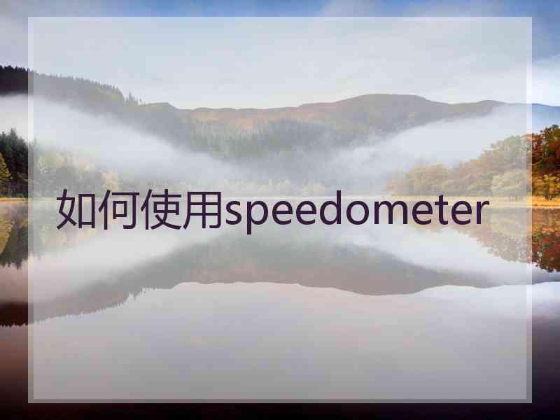 如何使用speedometer